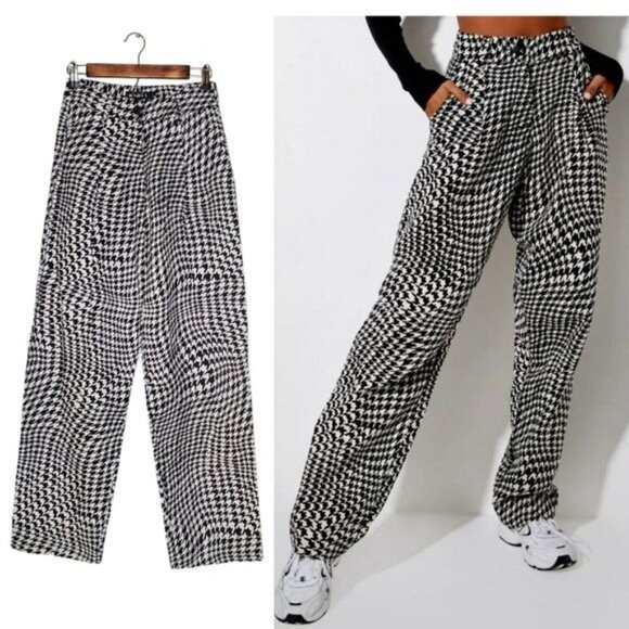 NWT Motel Rocks Sakila Trouser in Wavy Dogtooth Print Size Small - Picture 1 of 10
